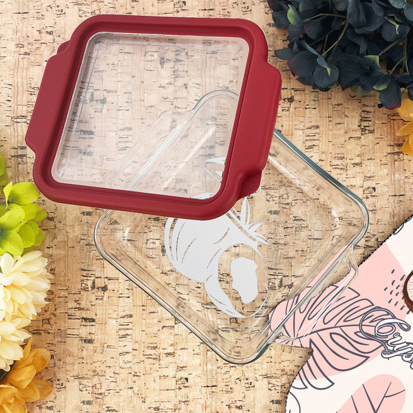 Coconut and Leaves Glass Cake Dish - LIFESTYLE (8x8)