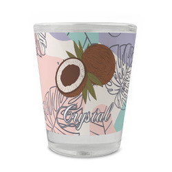 Coconut and Leaves Glass Shot Glass - 1.5 oz - Set of 4 (Personalized)