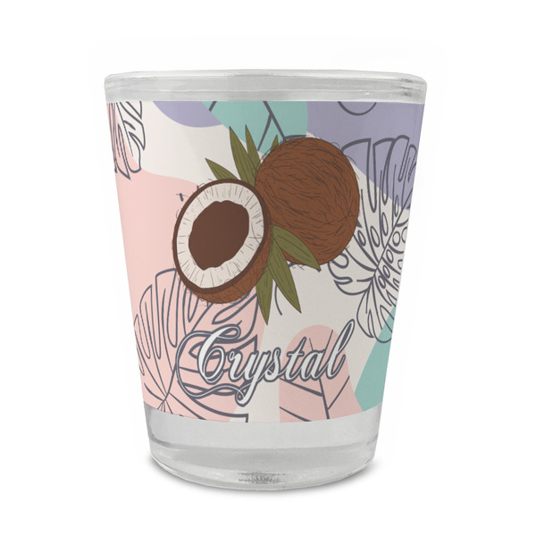 Custom Coconut and Leaves Glass Shot Glass - 1.5 oz - Set of 4 (Personalized)