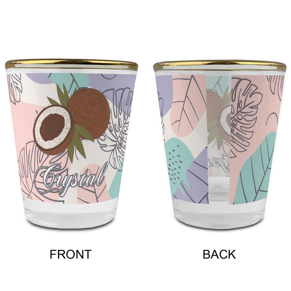 Coconut and Leaves Glass Shot Glass - with gold rim - APPROVAL