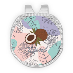 Coconut and Leaves Golf Ball Marker - Hat Clip - Silver