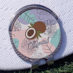 Coconut and Leaves Golf Ball Marker - Hat Clip