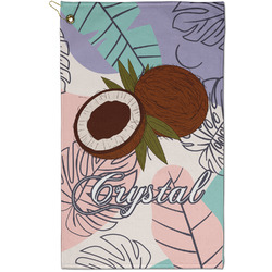 Coconut and Leaves Golf Towel - Poly-Cotton Blend - Small w/ Name or Text