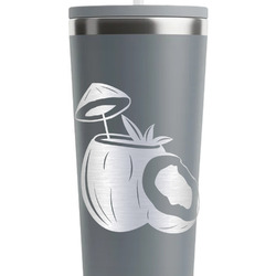 Coconut and Leaves RTIC Everyday Tumbler with Straw - 28oz - Grey - Single-Sided