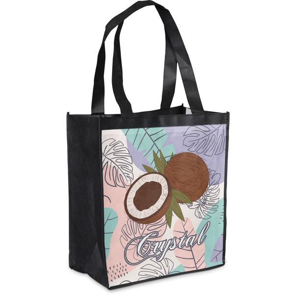 Custom Coconut and Leaves Grocery Bag w/ Name or Text