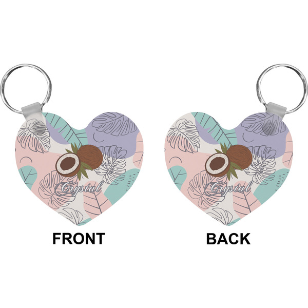 Coconut and Leaves Heart Keychain (Front + Back)