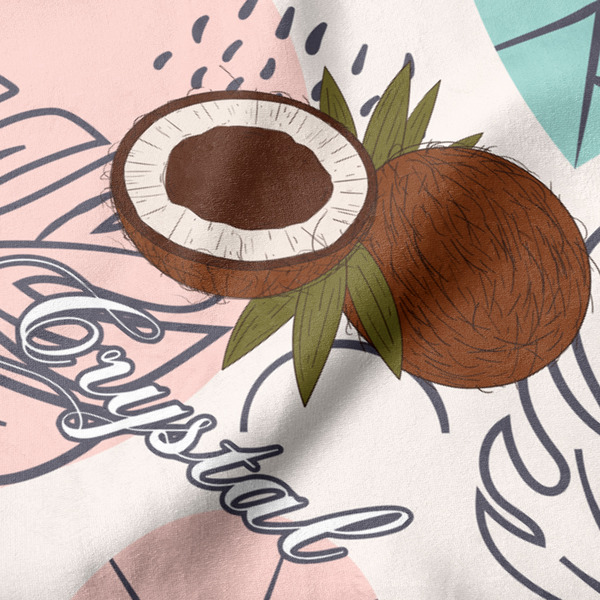 Coconut and Leaves Hooded Baby Towel- Detail Close Up