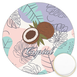Coconut and Leaves Printed Cookie Topper - 3.25" (Personalized)
