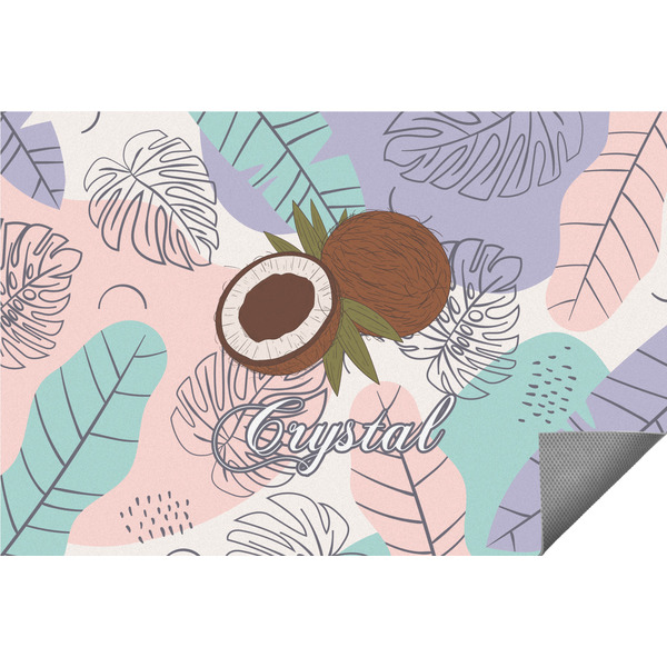 Custom Coconut and Leaves Indoor / Outdoor Rug - 3'x5' w/ Name or Text