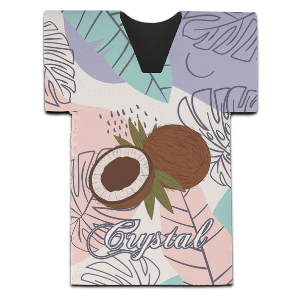 Custom Coconut and Leaves Jersey Bottle Cooler (Personalized)