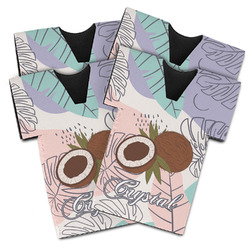Coconut and Leaves Jersey Bottle Cooler - Set of 4 (Personalized)