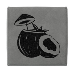 Coconut and Leaves Jewelry Gift Box - Engraved Leather Lid