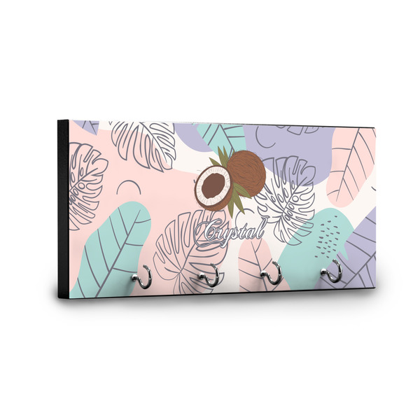 Coconut and Leaves Key Hanger - Front View with Hooks