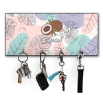Coconut and Leaves Key Hanger w/ 4 Hooks w/ Name or Text