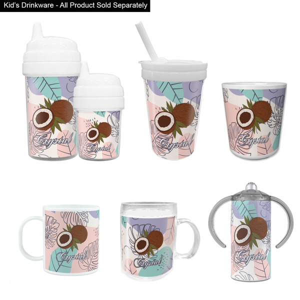 Coconut and Leaves Kid's Drinkware - Customized & Personalized