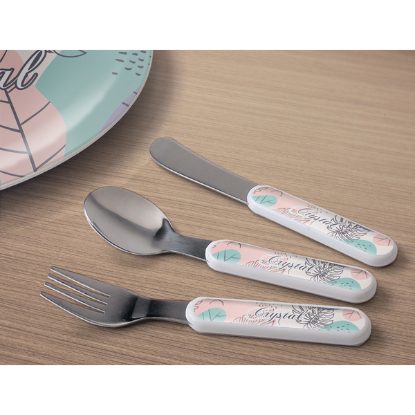 Coconut and Leaves Kids Flatware w/ Plate