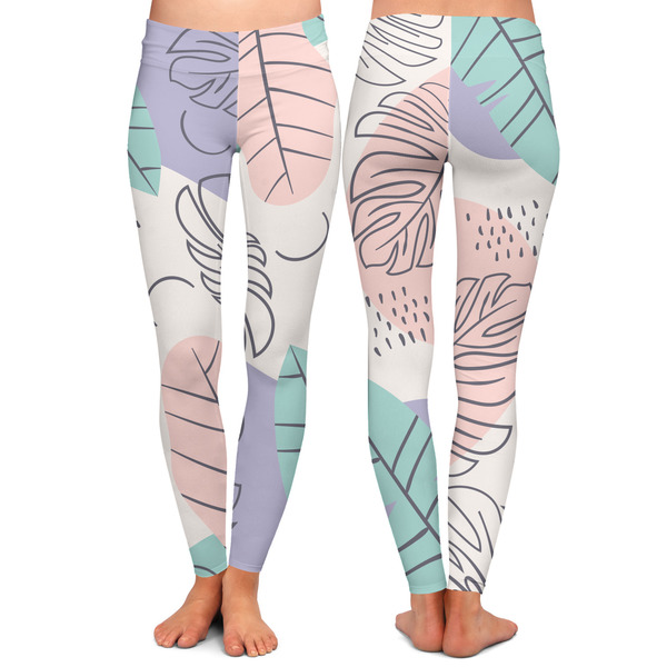 Coconut and Leaves Ladies Leggings - Front and Back