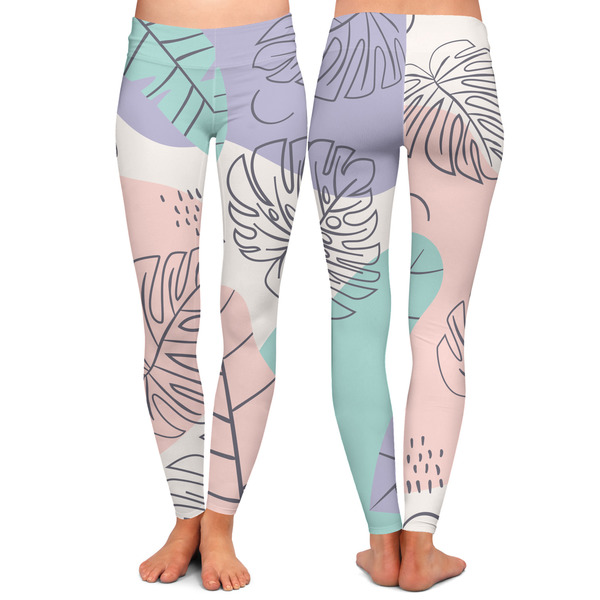Coconut and Leaves Ladies Leggings - Front and Back
