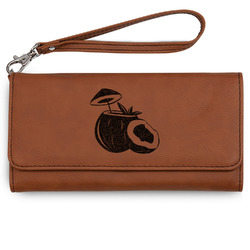 Coconut and Leaves Ladies Leatherette Wallet - Laser Engraved