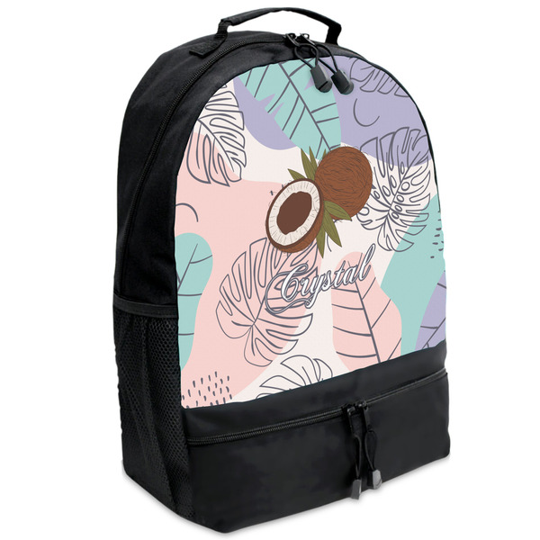 Custom Coconut and Leaves Backpacks - Black (Personalized)