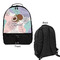 Coconut and Leaves Large Backpack - Black - Front & Back View