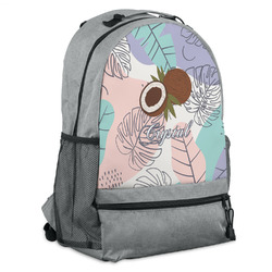 Coconut and Leaves Backpack - Grey (Personalized)