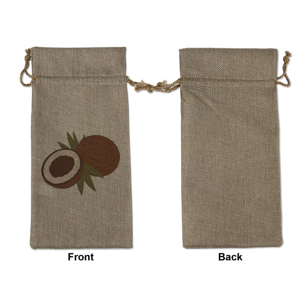 Coconut and Leaves Large Burlap Gift Bags - Front Approval
