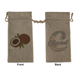 Coconut and Leaves Large Burlap Gift Bag - Front & Back (Personalized)