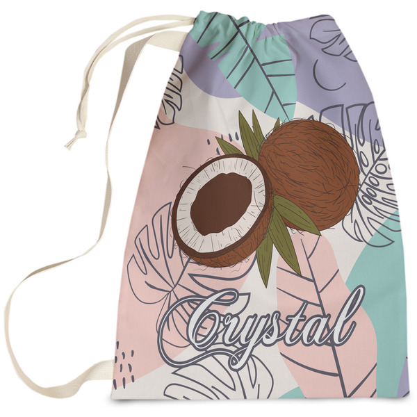 Custom Coconut and Leaves Laundry Bag - Large (Personalized)
