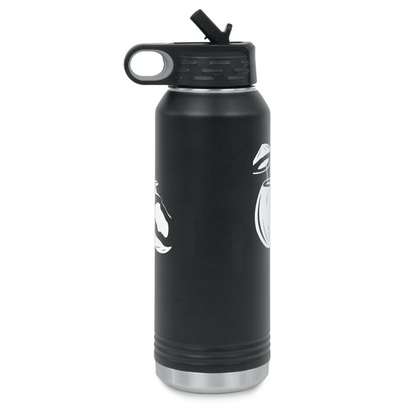 Coconut and Leaves Laser Engraved Water Bottles - Front & Back Engraving - Side View
