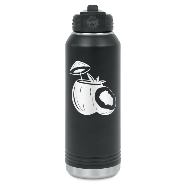 Custom Coconut and Leaves Water Bottles - Laser Engraved - Front & Back