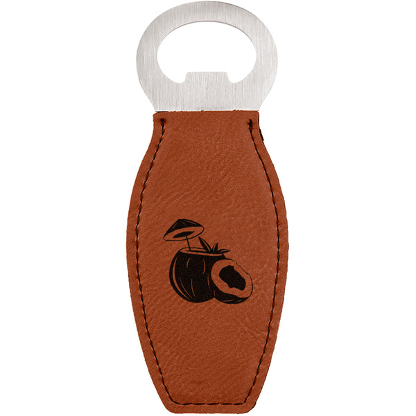Custom Coconut and Leaves Leatherette Bottle Opener