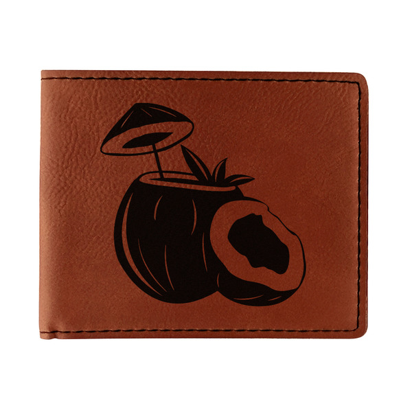Custom Coconut and Leaves Leatherette Bifold Wallet - Single Sided