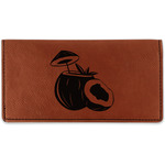 Coconut and Leaves Leatherette Checkbook Holder - Double Sided (Personalized)