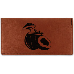 Coconut and Leaves Leatherette Checkbook Holder