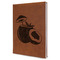 Coconut and Leaves Leather Sketchbook - Large - Double Sided - Angled View