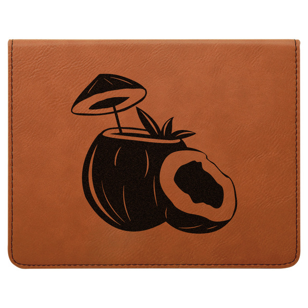 Coconut and Leaves Leatherette 4-Piece Wine Tool Set Flat