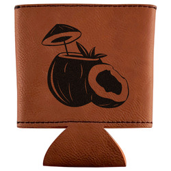 Coconut and Leaves Leatherette Can Sleeve