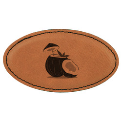 Coconut and Leaves Leatherette Oval Name Badge with Magnet (Personalized)