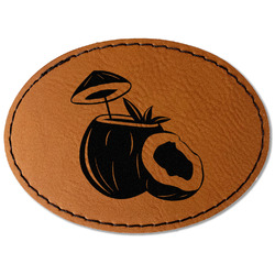 Coconut and Leaves Faux Leather Iron On Patch - Oval