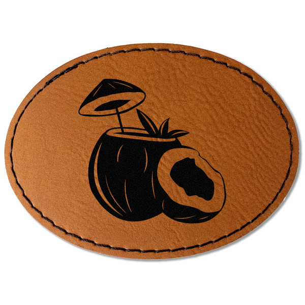Coconut and Leaves Leatherette Patches - Oval