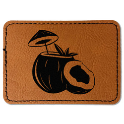 Coconut and Leaves Faux Leather Iron On Patch - Rectangle