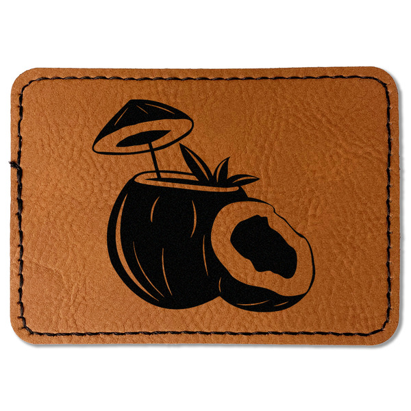 Coconut and Leaves Leatherette Patches - Rectangle