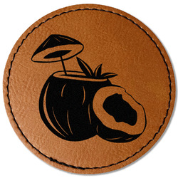 Coconut and Leaves Faux Leather Iron On Patch - Round
