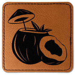 Coconut and Leaves Faux Leather Iron On Patch - Square
