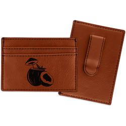 Coconut and Leaves Leatherette Wallet with Money Clip