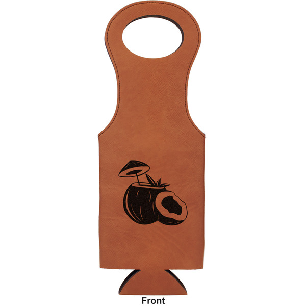 Coconut and Leaves Leatherette Wine Tote Single Sided - Front and Back