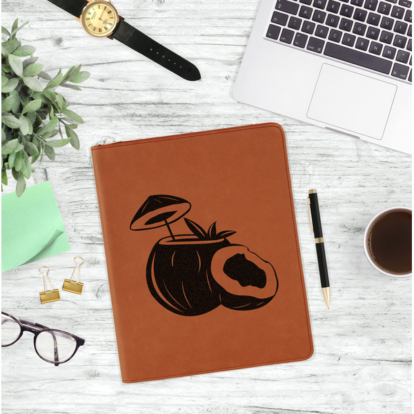Coconut and Leaves Leatherette Zipper Portfolio - Lifestyle Photo