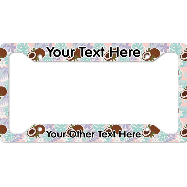 Custom Coconut and Leaves License Plate Frame (Personalized)