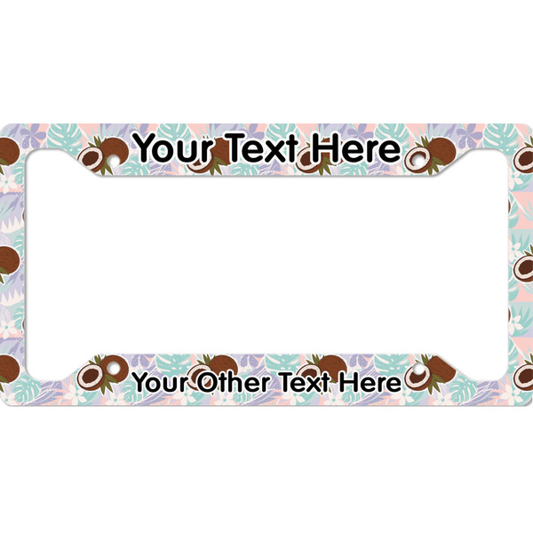 Custom Coconut and Leaves License Plate Frame - Style A (Personalized)